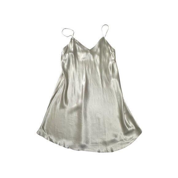 Vintage Vivine La Rinascente 100% Silk Slip Dress Silver Italy Size L - Picture 4 of 10